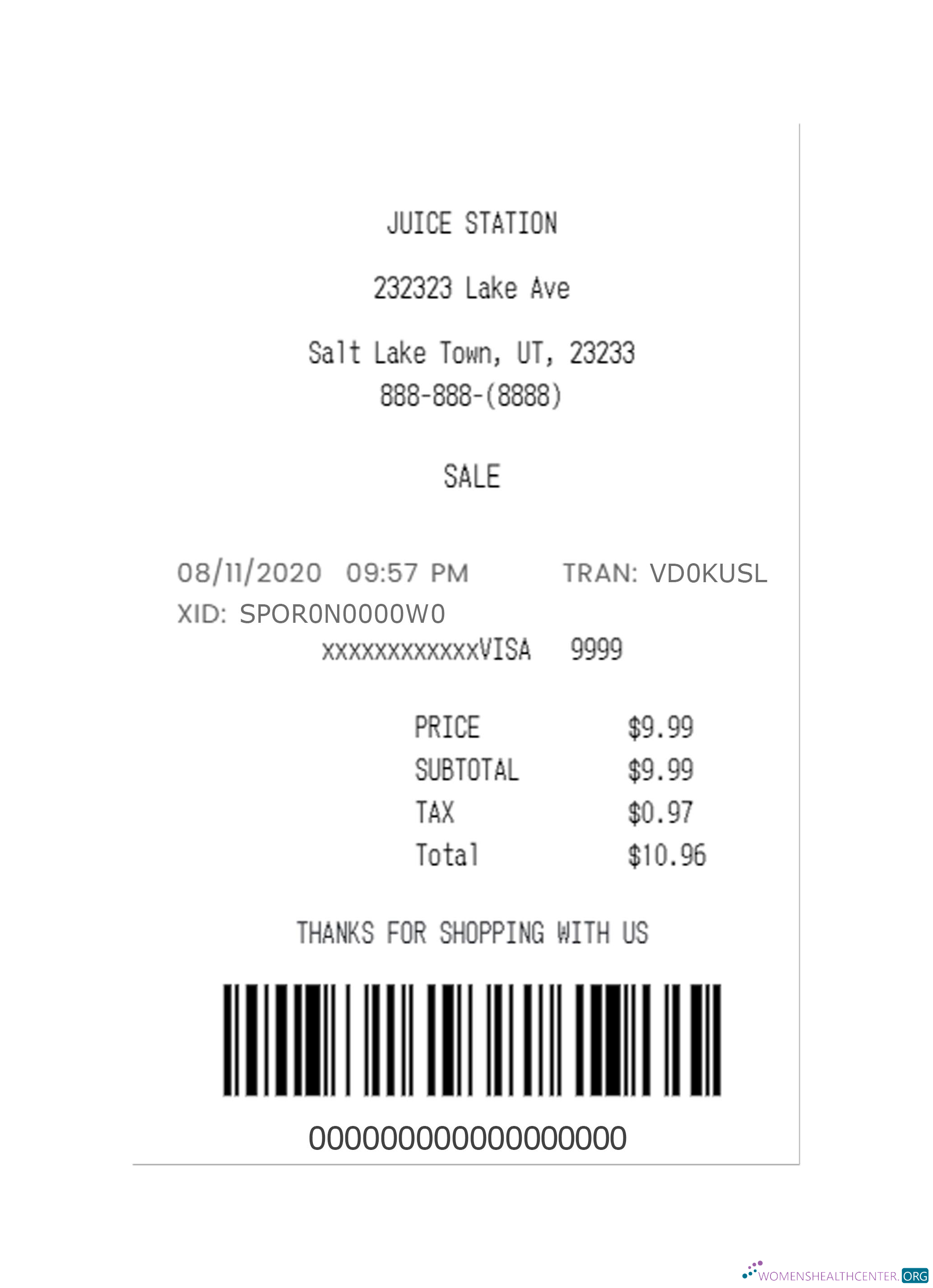 Download JUICE STATION payment check Photoshop template